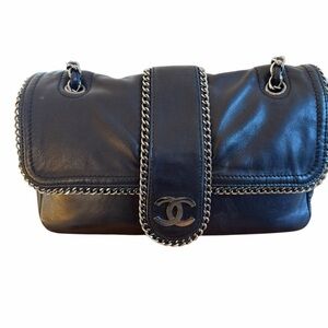 CHANEL Lambskin Medium Madison Flap Black w/Silver Hardware